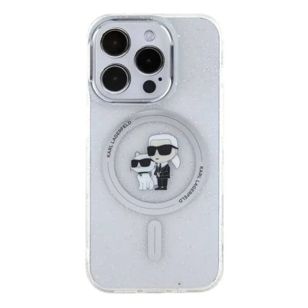 Karl Lagerfeld IML Glitter NFT With Karl & Choupette Logo Hard Case Clear  16 Pro Max