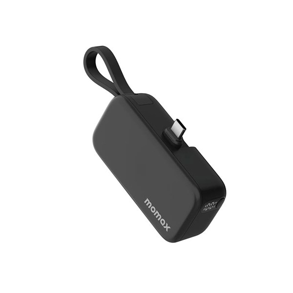 Momax 1-Power Mini 20W 5000mAh 3-in-1 Battery Pack with USB-C Plug -Black